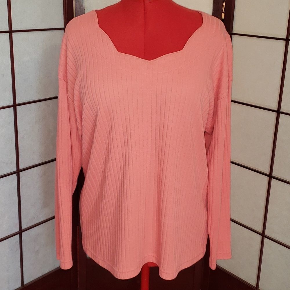 Currants by Jeri-Jo Coral Long Sleeve Top